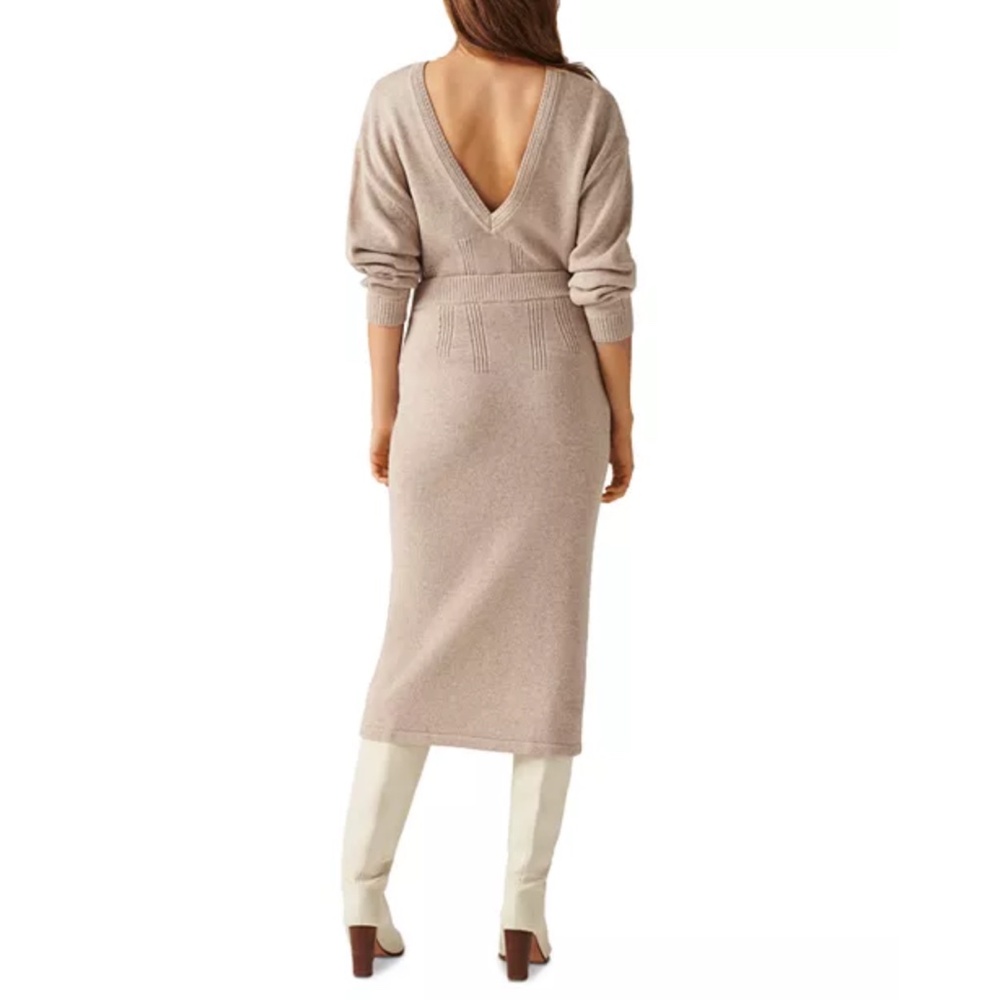 ba&sh Maisie Wool Cotton Knit Midi Skirt Beige Women’s Size Large - Picture 2 of 15